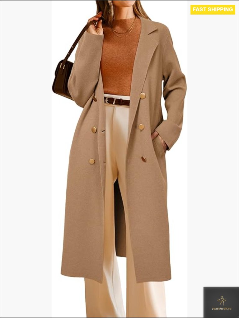 Wool Blend Long Cardigan Double Breasted Knee Length Winter Sweater Coat